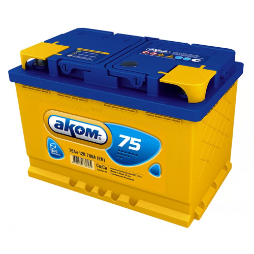 Аккумулятор AKOM 6CT-75 Евро (75 A/h), 750А R+