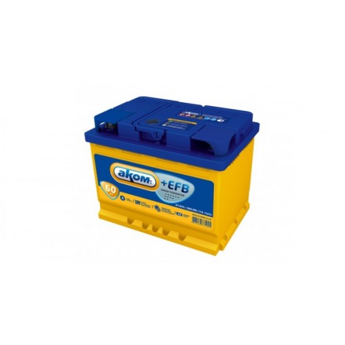 Аккумулятор AKOM +EFB 6CT-60 Евро (60 A/h), 600А R+