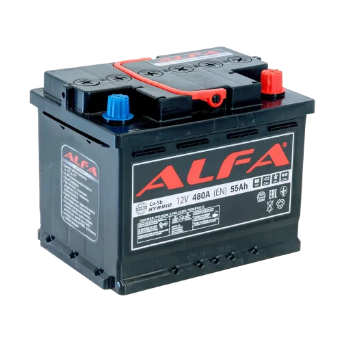 Аккумулятор ALFA Hybrid (55А/ч) 480A, R+