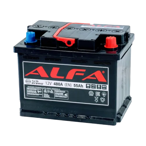 Аккумулятор ALFA Hybrid (55А/ч) 480A, R+
