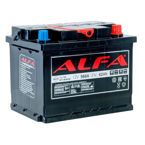 Аккумулятор ALFA Hybrid (62А/ч) 560A,R+