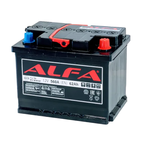Аккумулятор ALFA Hybrid (62А/ч) 560A,R+