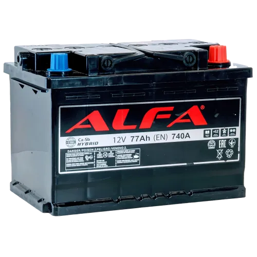 Аккумулятор ALFA Hybrid (77А/ч) 740A, R+