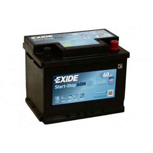 Аккумулятор EXIDE START-STOP AGM EK600 (60 A/H), 680A R+
